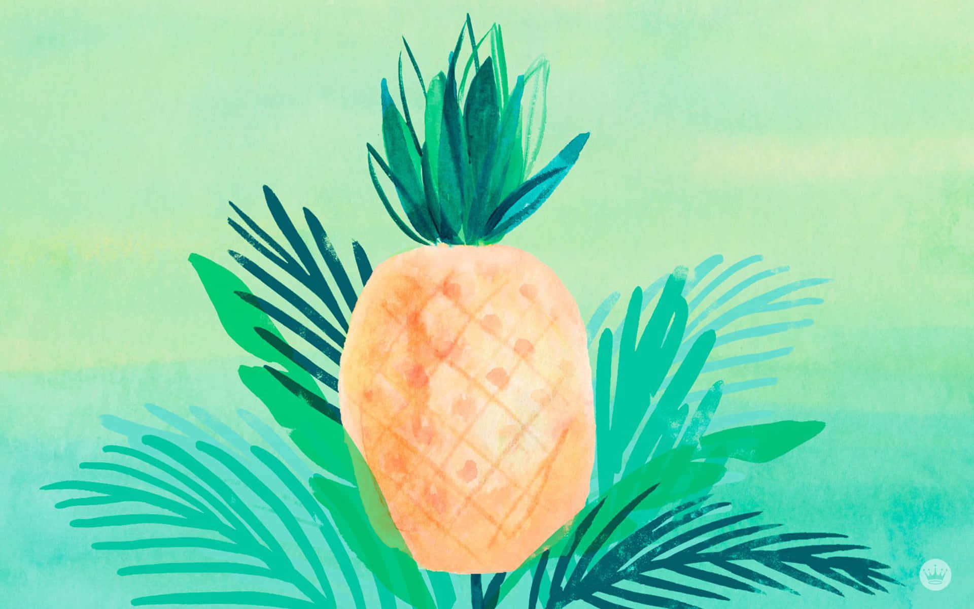 Pineapple Desktop, watercolor pineapple, green leaves, Full HD Desktop Wallpaper