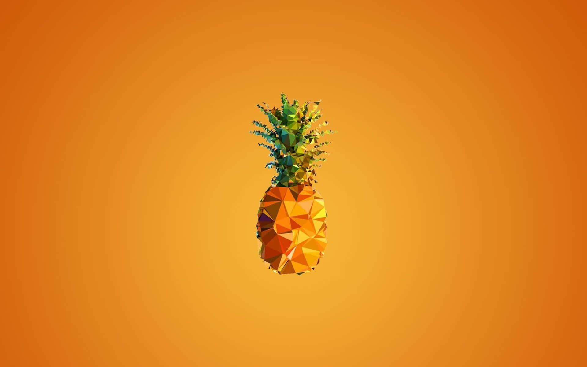 pineapple desktop, geometrically stylized pineapple, faceted orange body, Full HD Desktop Wallpaper