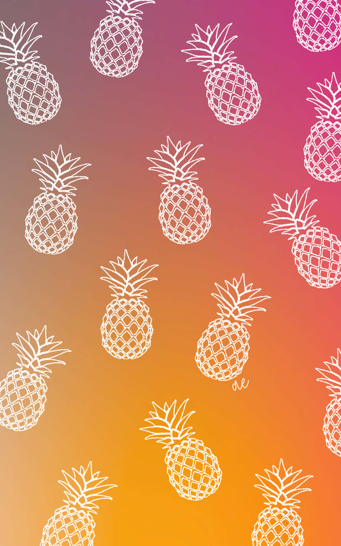 pineapple, wooden desktop, warm gradient sunset sky, HD Phone Wallpaper