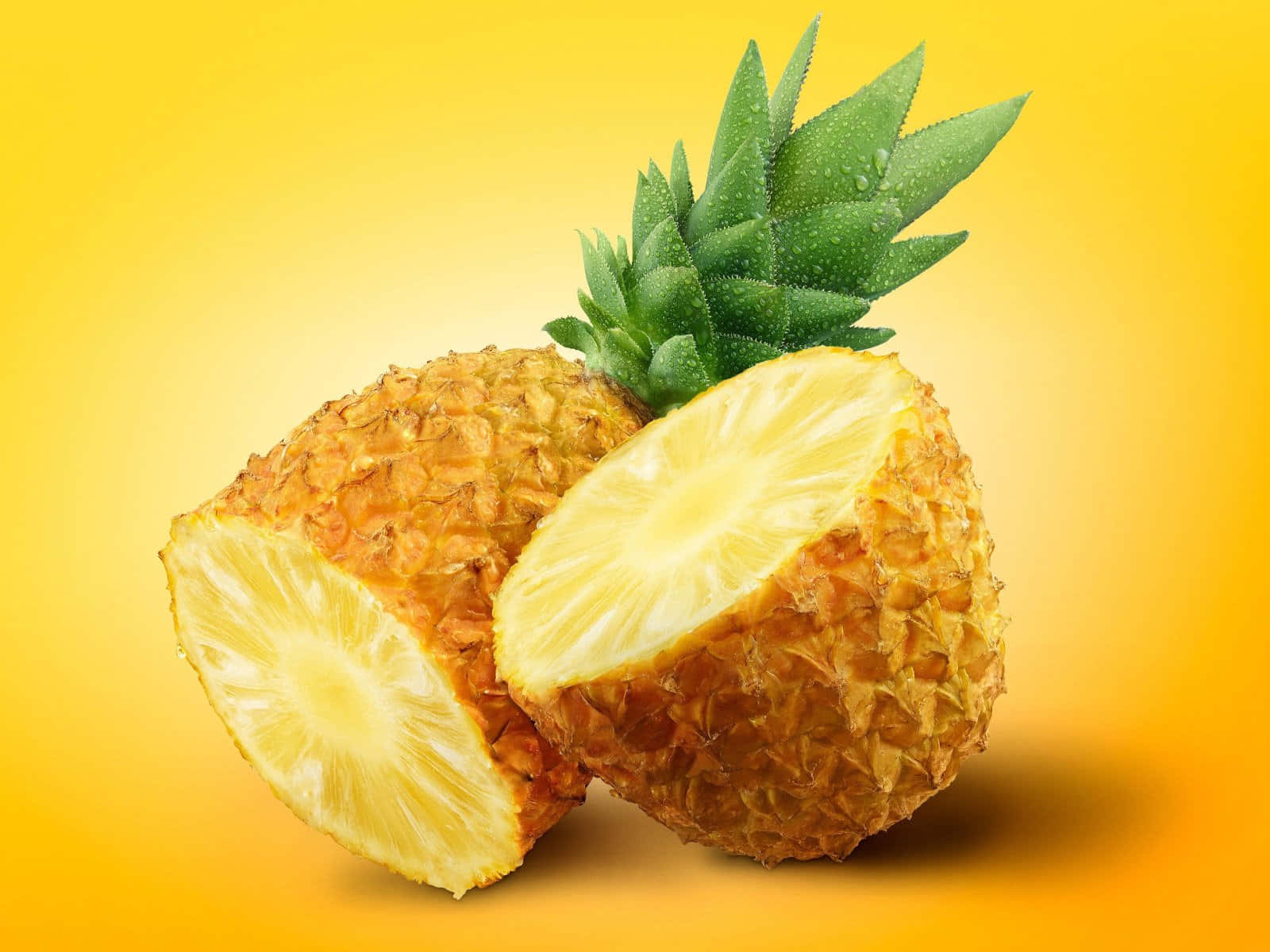 Pineapple Desktop, halved pineapple, juicy yellow flesh, HD Desktop Wallpaper