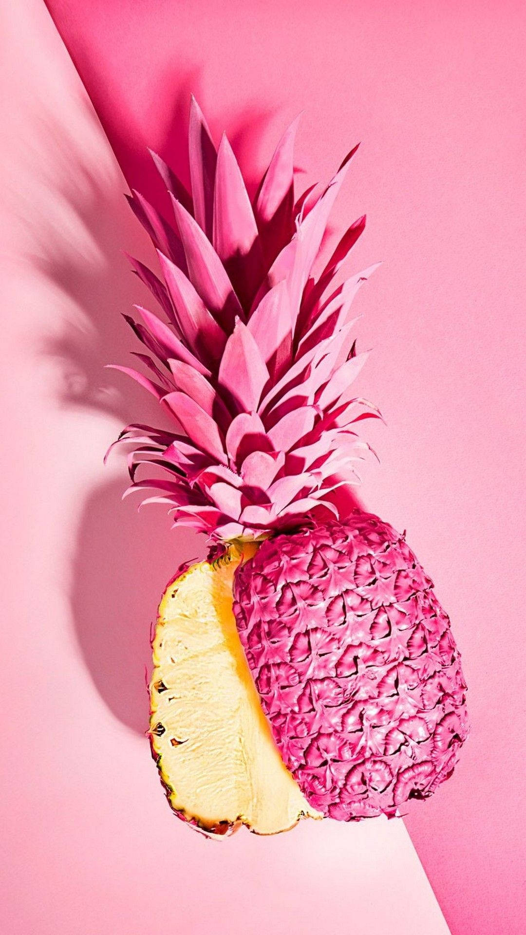 Pineapple iPhone, vibrant pink pineapple, soft pink background, Full HD Phone Wallpaper