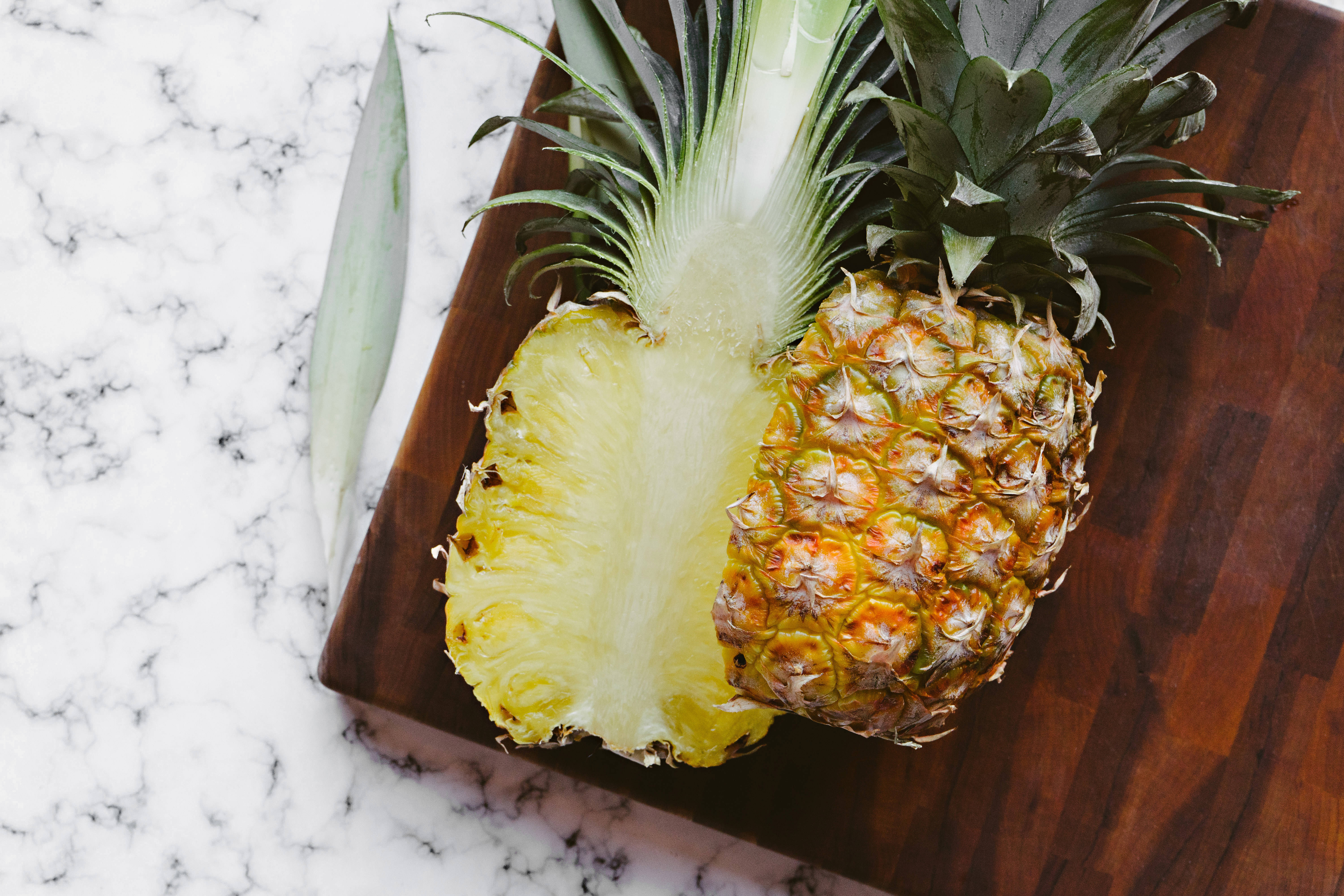 pineapple, chopping board, dark wooden cutting board, 5K Desktop Wallpaper