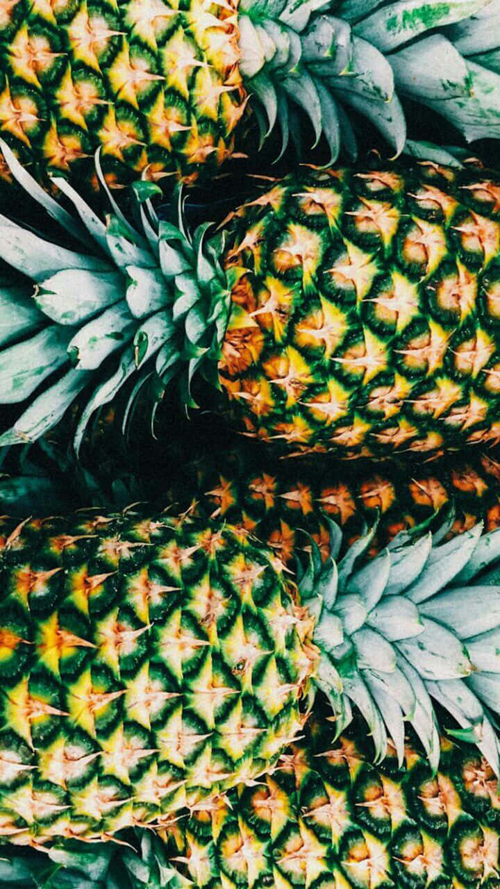 Tropical Aesthetic Pineapple, pineapples, green crowns, HD Phone Wallpaper