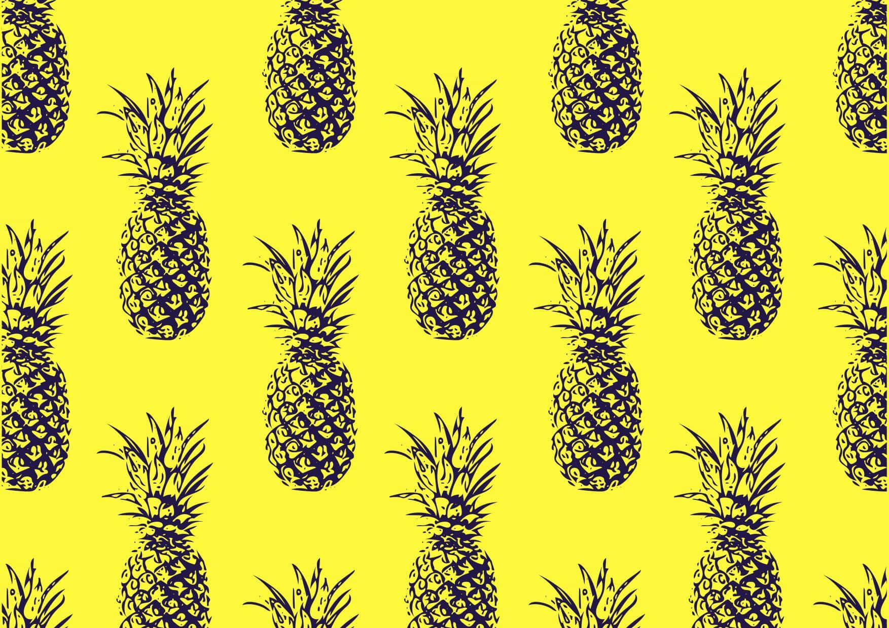 pineapple desktop, black pineapple silhouettes, vibrant yellow background, HD Desktop Wallpaper