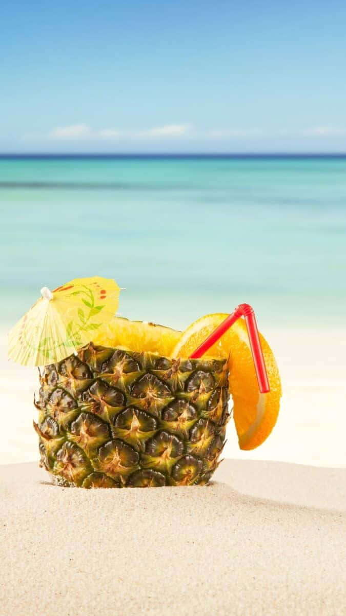summer fun pineapple drink, pineapple drink, umbrella, SD Phone Wallpaper