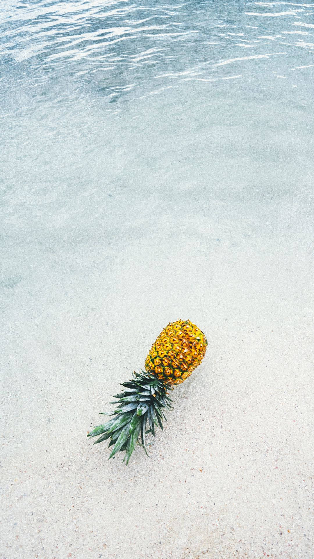 Pineapple iPhone, white sand, clear turquoise water, Full HD Phone Wallpaper