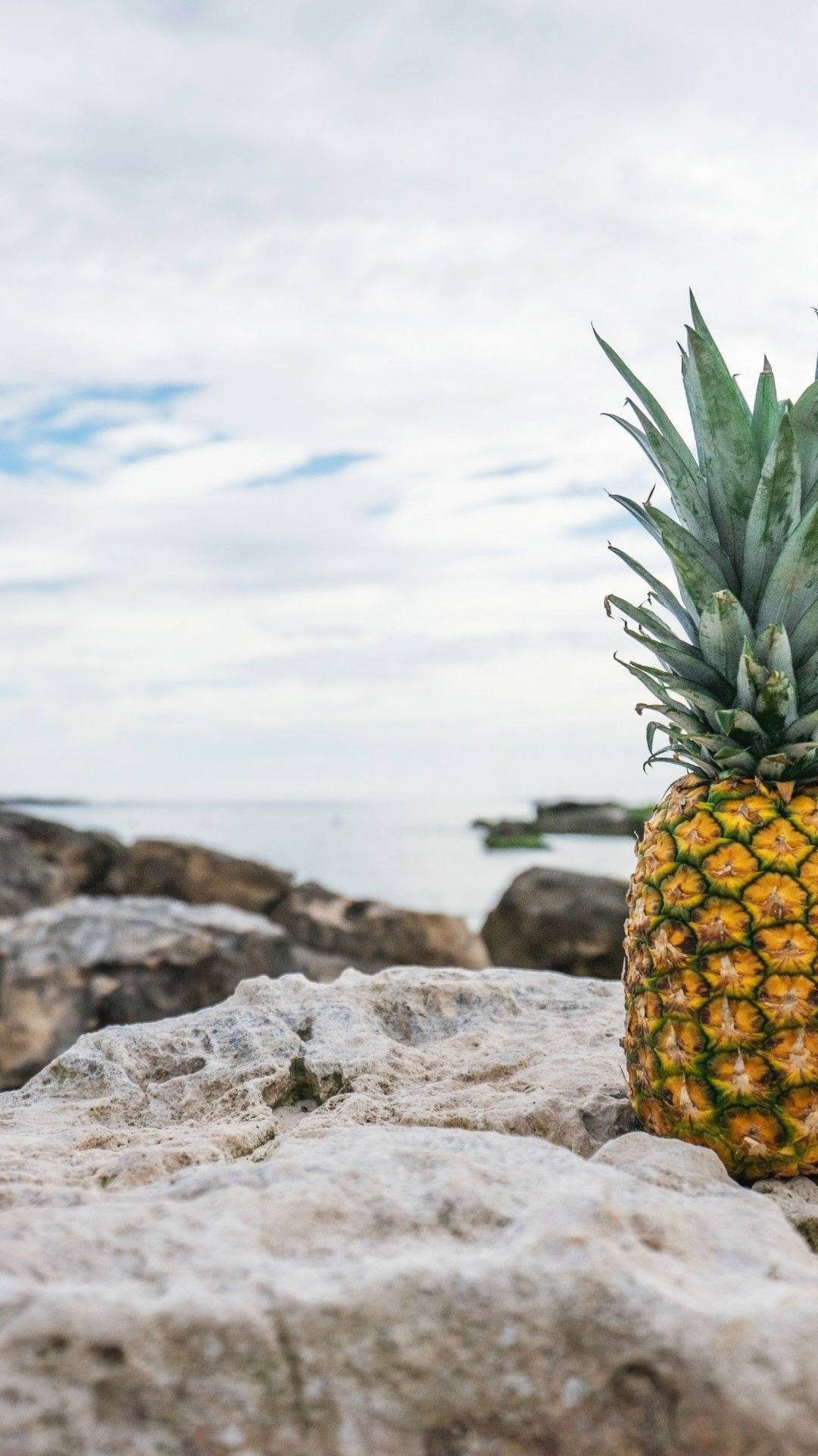 Pineapple iPhone, pineapple, weathered rocks, Full HD Phone Wallpaper