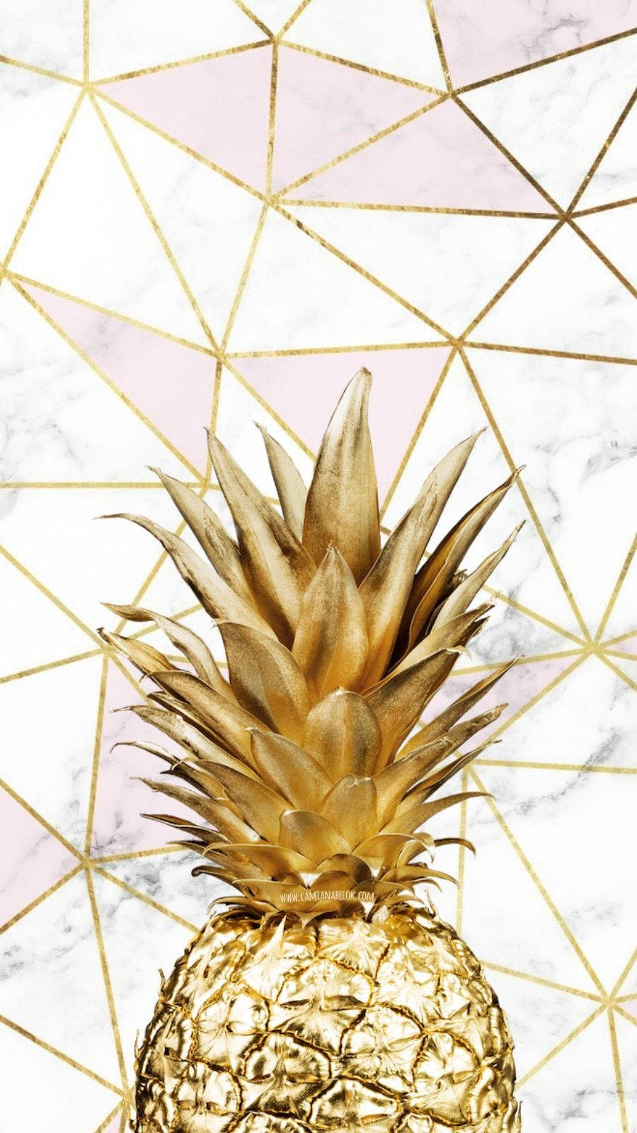 pineapple iPhone, gold pineapple, pink and white marble background, HD Phone Wallpaper