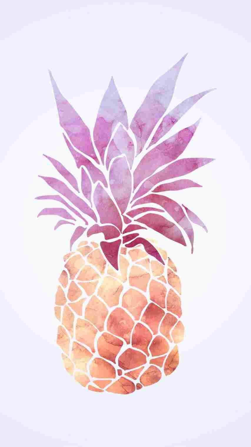 Pineapple iPhone, watercolor pineapple, purple crown, HD Phone Wallpaper