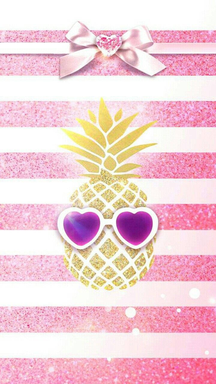 Pineapple iPhone, glittery gold pineapple, heart-shaped purple sunglasses, HD Phone Wallpaper
