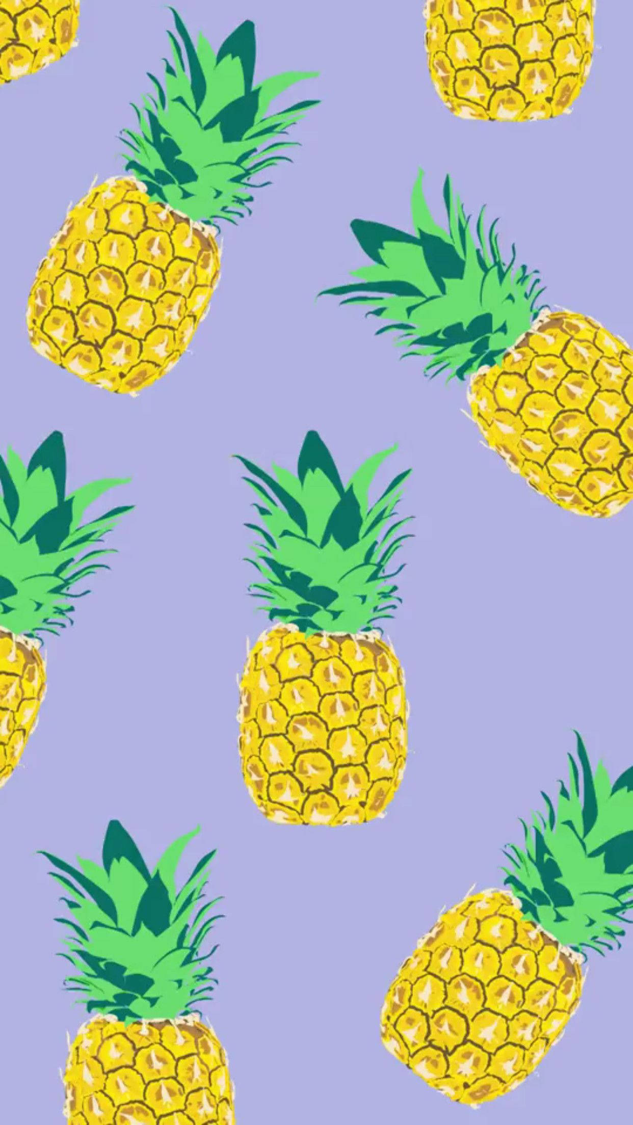 Pineapple iPhone, vibrant yellow pineapples, green crowns, Full HD Phone Wallpaper