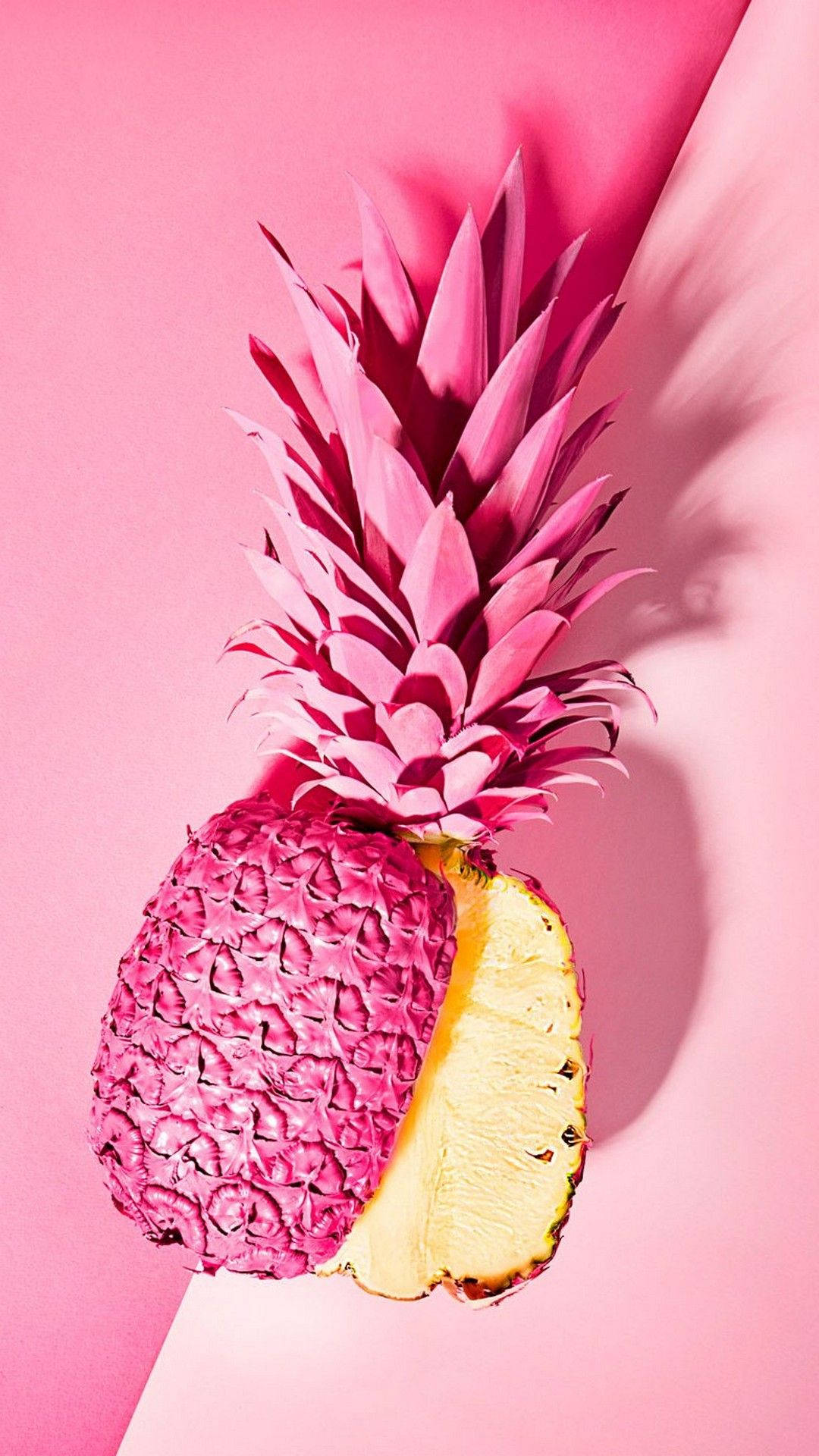 pink 3d iphone pineapple, vibrant pink pineapple, sliced yellow interior, Full HD Phone Wallpaper