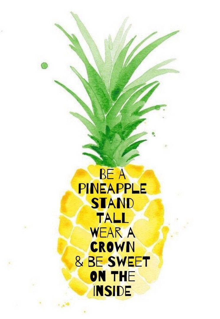 pineapple, watercolor, green crown, SD Phone Wallpaper