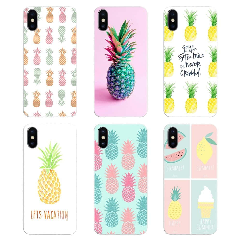 cute pineapple, pineapple-themed phone cases, pastel backgrounds, SD Desktop Wallpaper