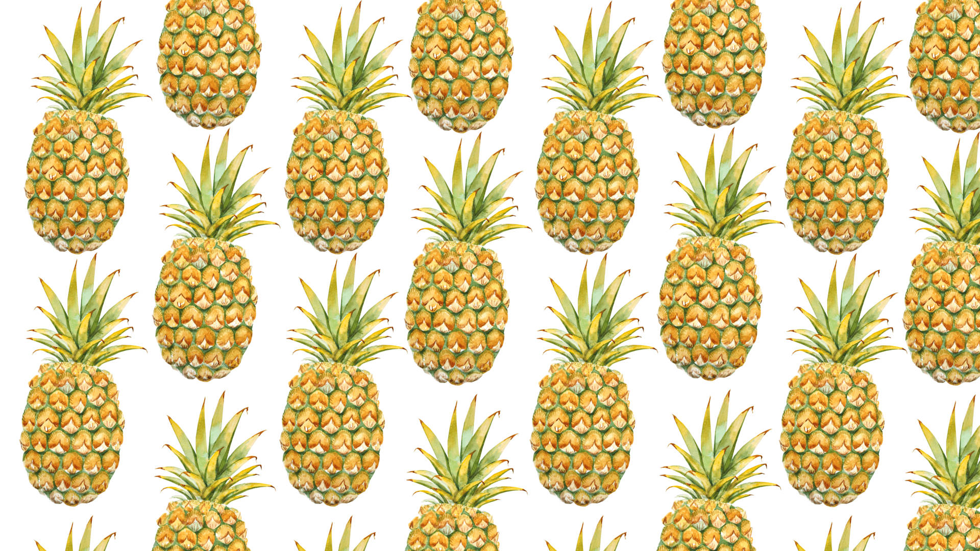 pineapple pattern, watercolor, ripe pineapples, Full HD Desktop Wallpaper