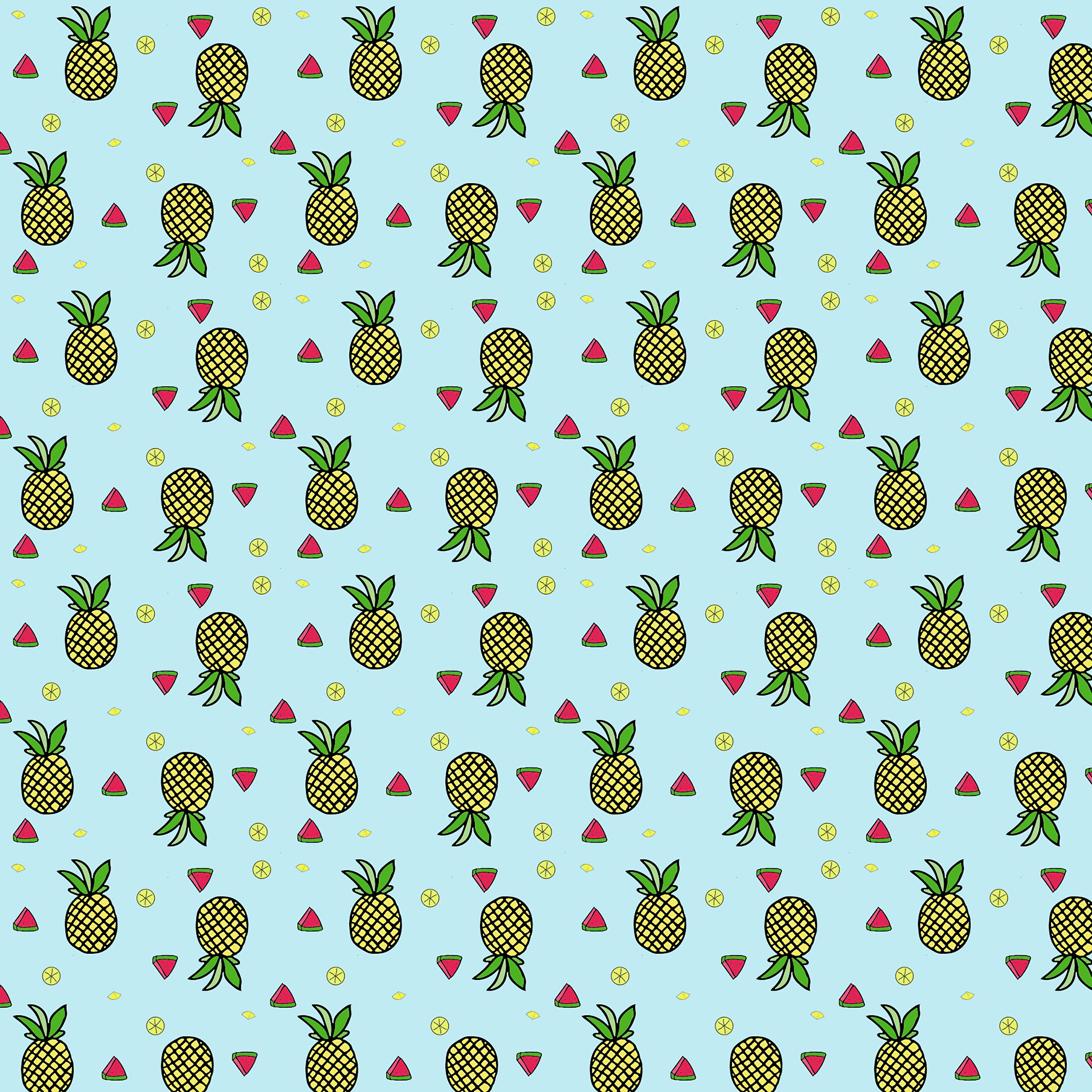Pineapple, Watermelon slices, Lemon wedges, 2K Desktop Wallpaper