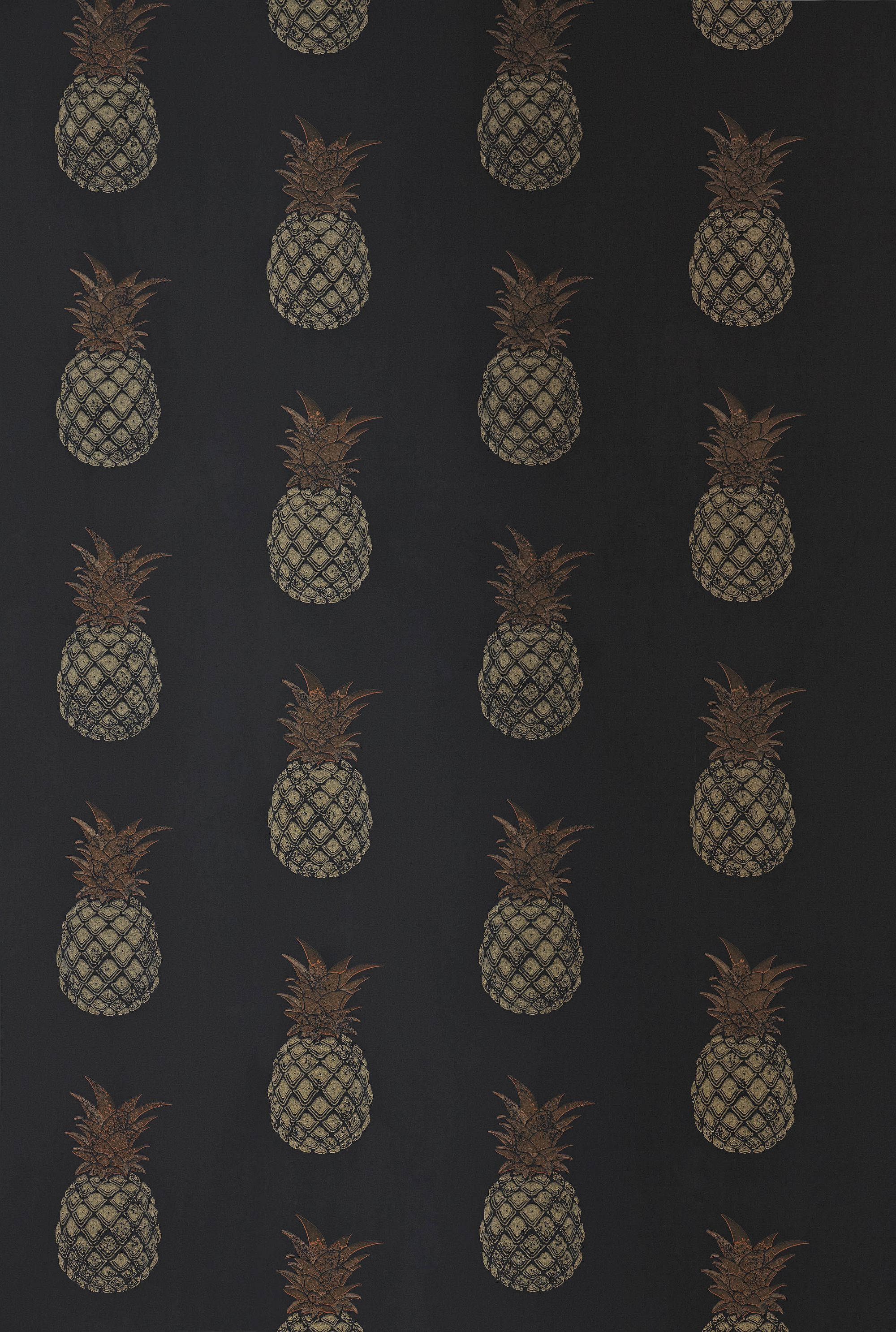 charcoal pineapple pattern, muted gold, green, 2K Phone Wallpaper