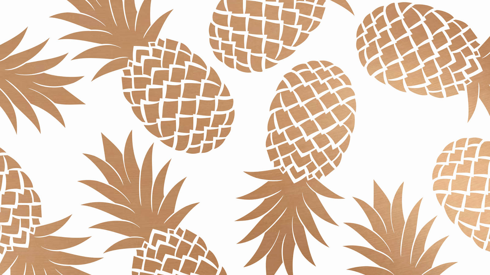 rose gold pineapple pattern, golden pineapples, white outlines, HD Desktop Wallpaper