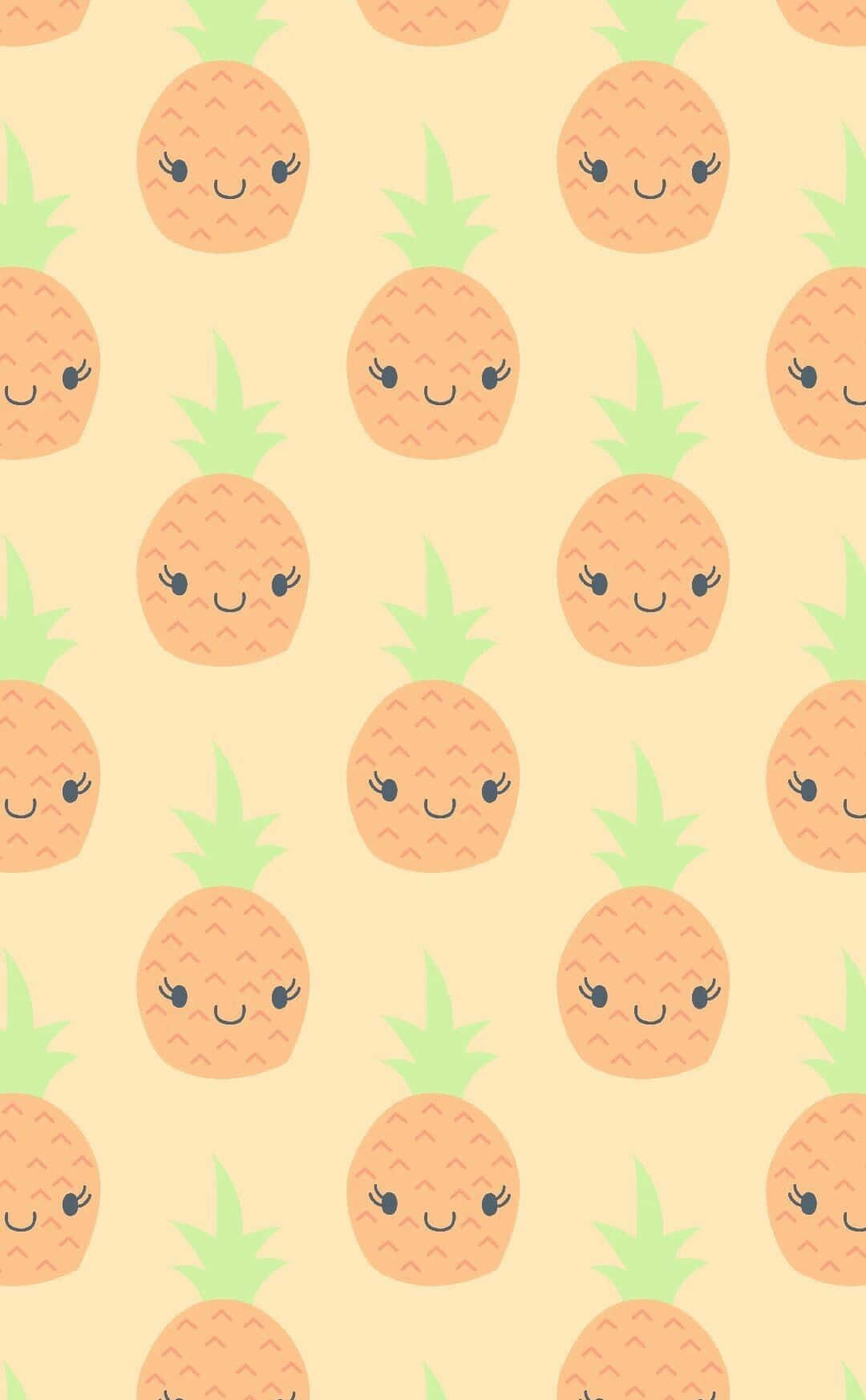 Cute Food iPhone Pineapple Face, cute cartoon pineapples, smiling faces, HD Phone Wallpaper