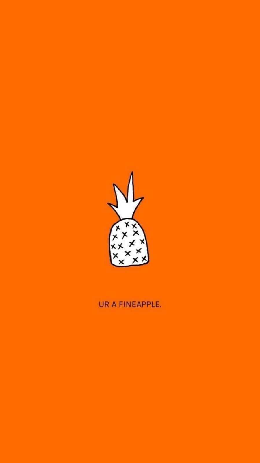 Cute Orange Pineapple, minimalist white pineapple doodle, X marks, HD Phone Wallpaper