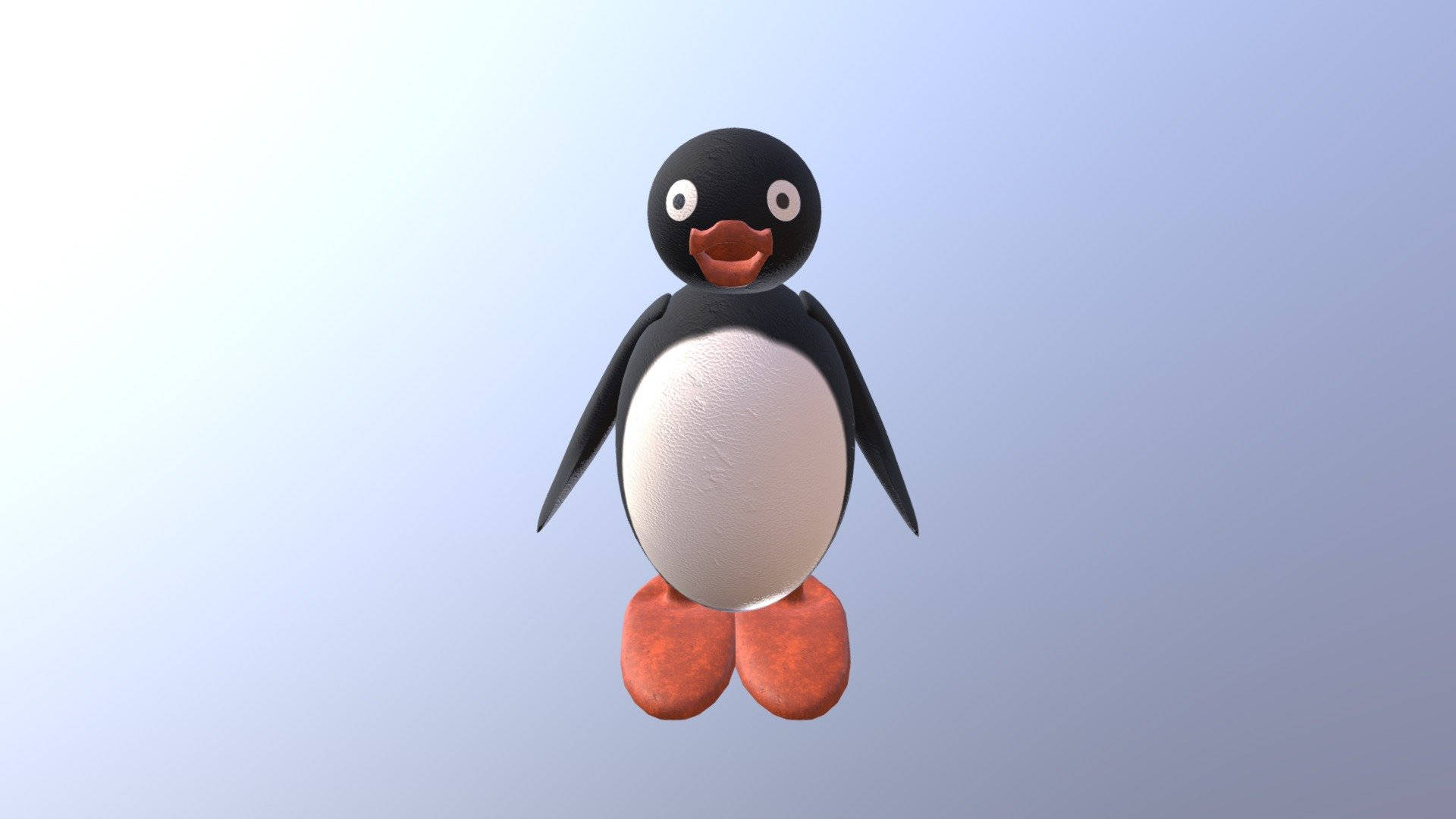 Pingu, 3D model, black head, Full HD Desktop Wallpaper