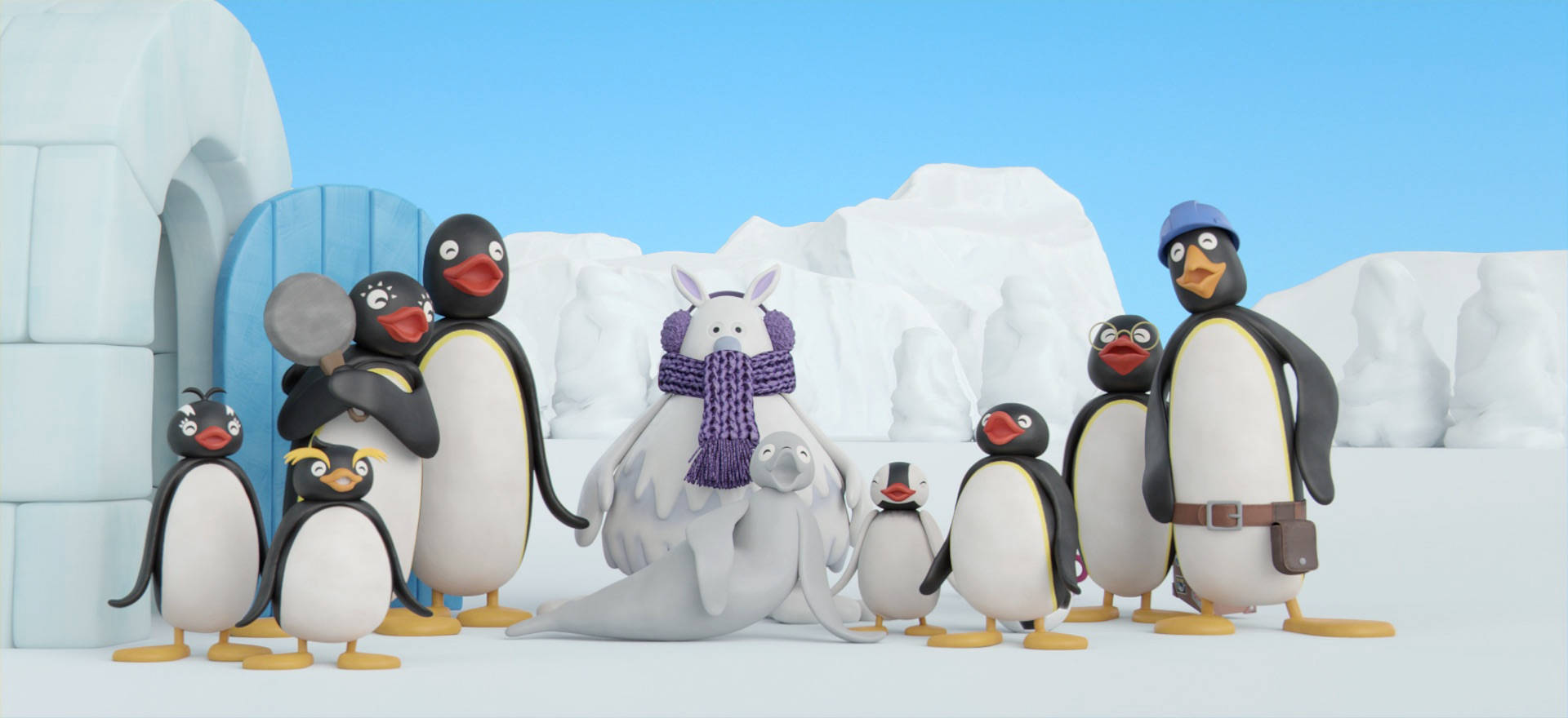 Pingu, family and friends, animated penguins, Full HD Desktop Wallpaper