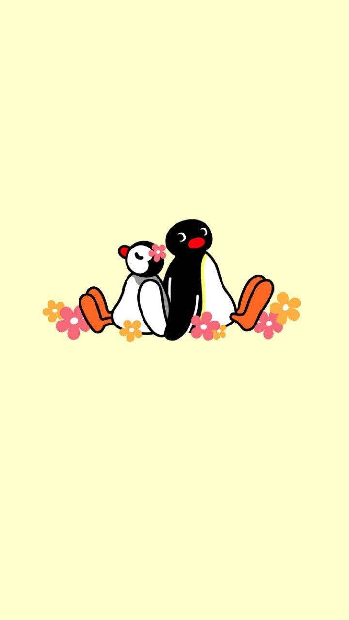 Pingu, Pinga, flowers, HD Phone Wallpaper