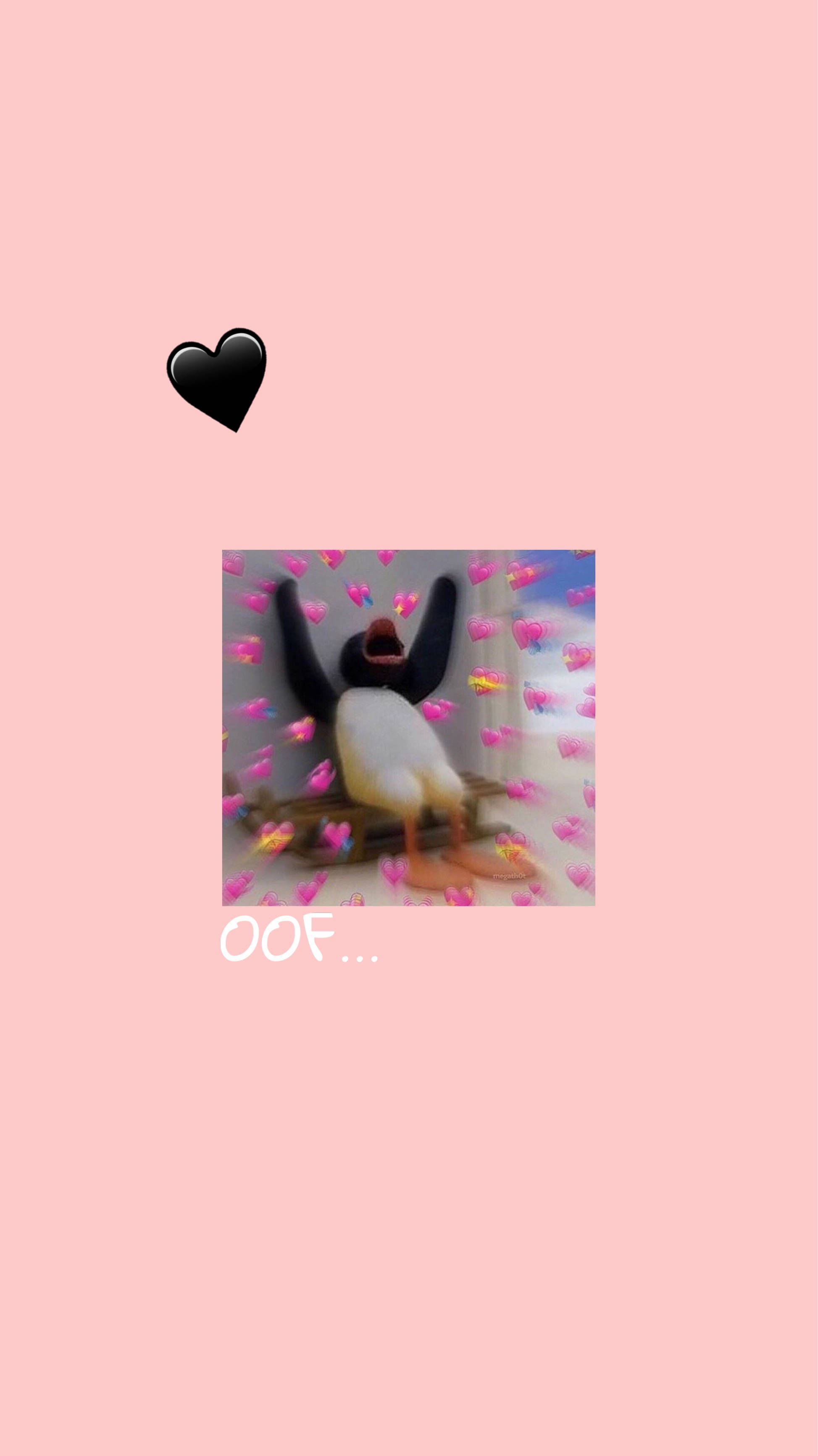 Pingu, pink hearts, bench, 2K Phone Wallpaper