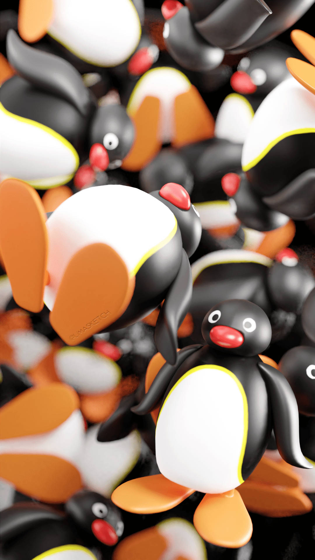 Pingu, glossy, 3d-rendered, Full HD Phone Wallpaper