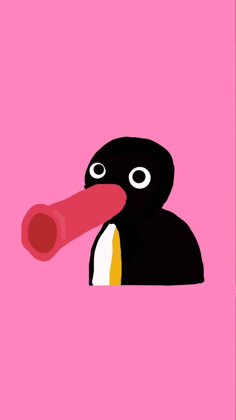 Pingu, minimalist cartoon penguin, long pink beak, HD Phone Wallpaper