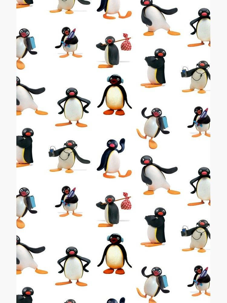 Pingu, cartoon penguins, repeating pattern, SD Phone Wallpaper