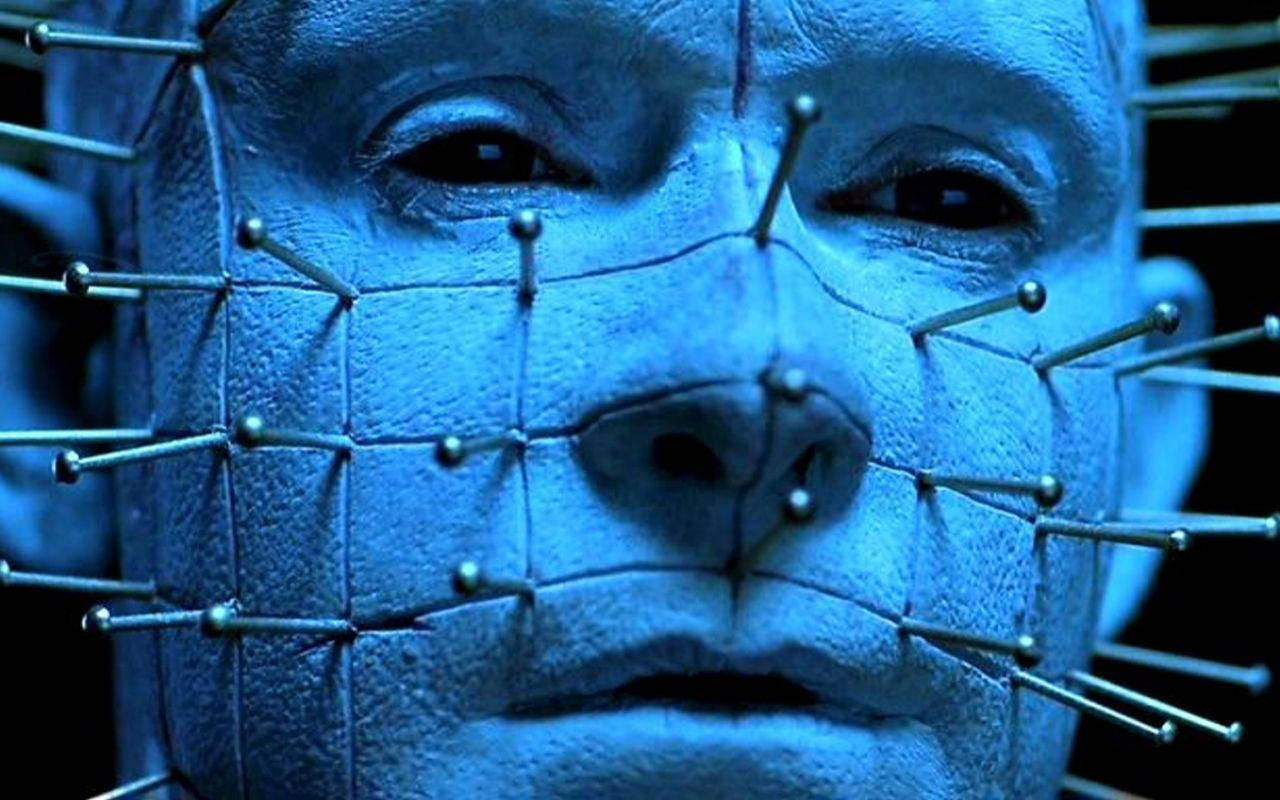 Pinhead, blue-skinned, pins piercing, HD Desktop Wallpaper
