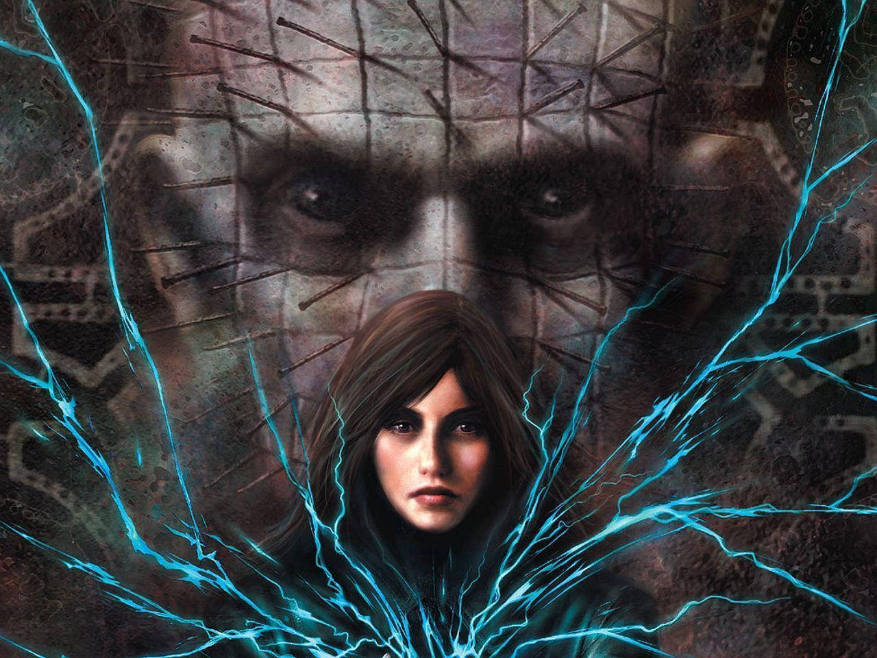 Pinhead, comic fan art, electric blue energy, HD Desktop Wallpaper