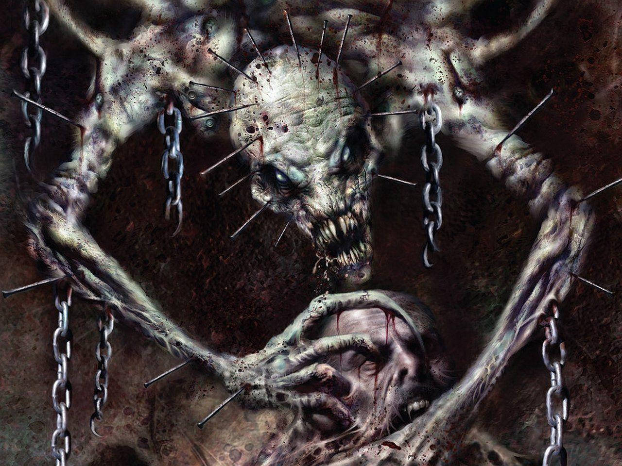 Pinhead, hell creature, spiked skull, HD Desktop Wallpaper