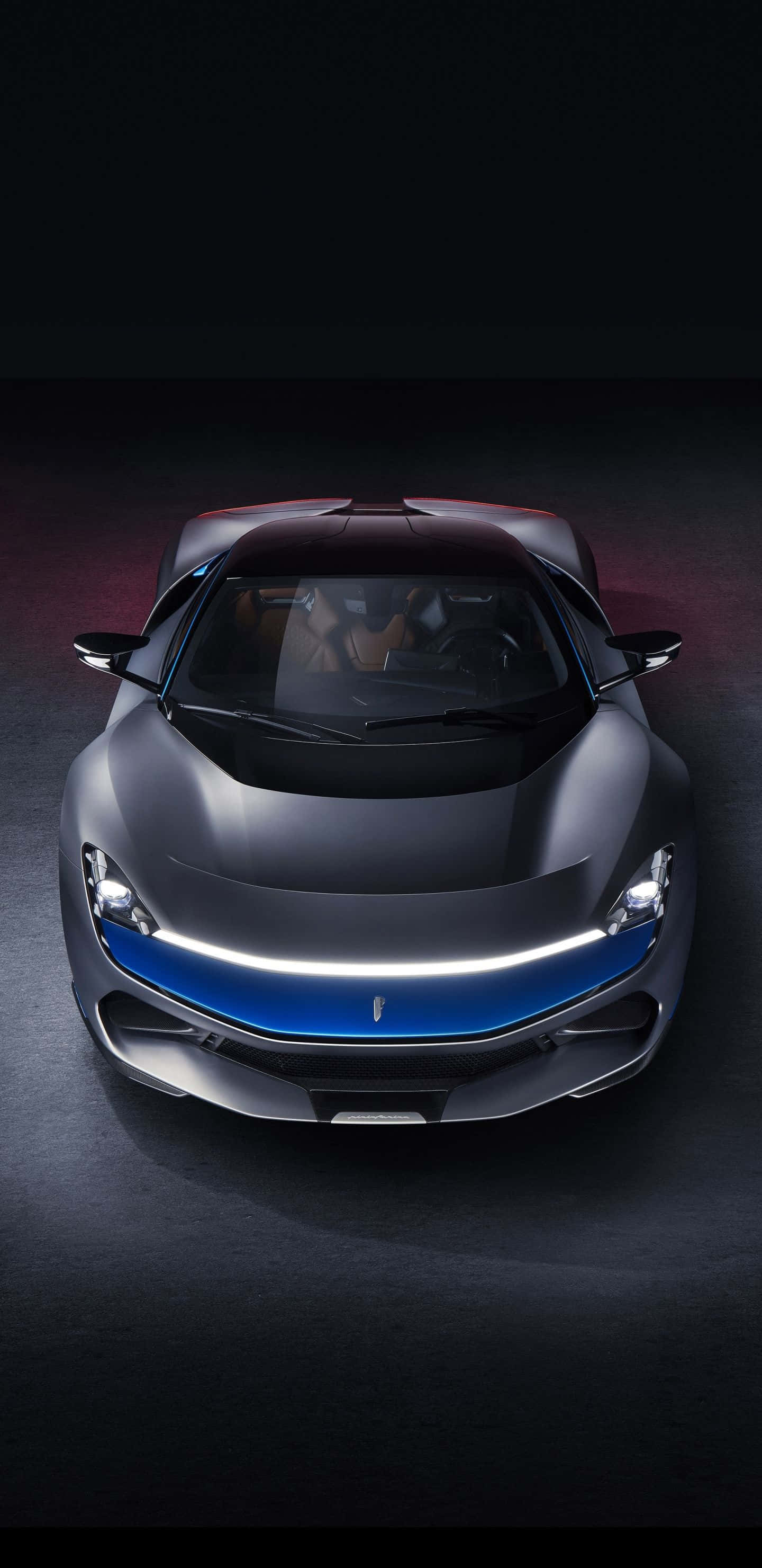 Pininfarina, sleek futuristic sports car, glowing blue underglow, 2K Phone Wallpaper