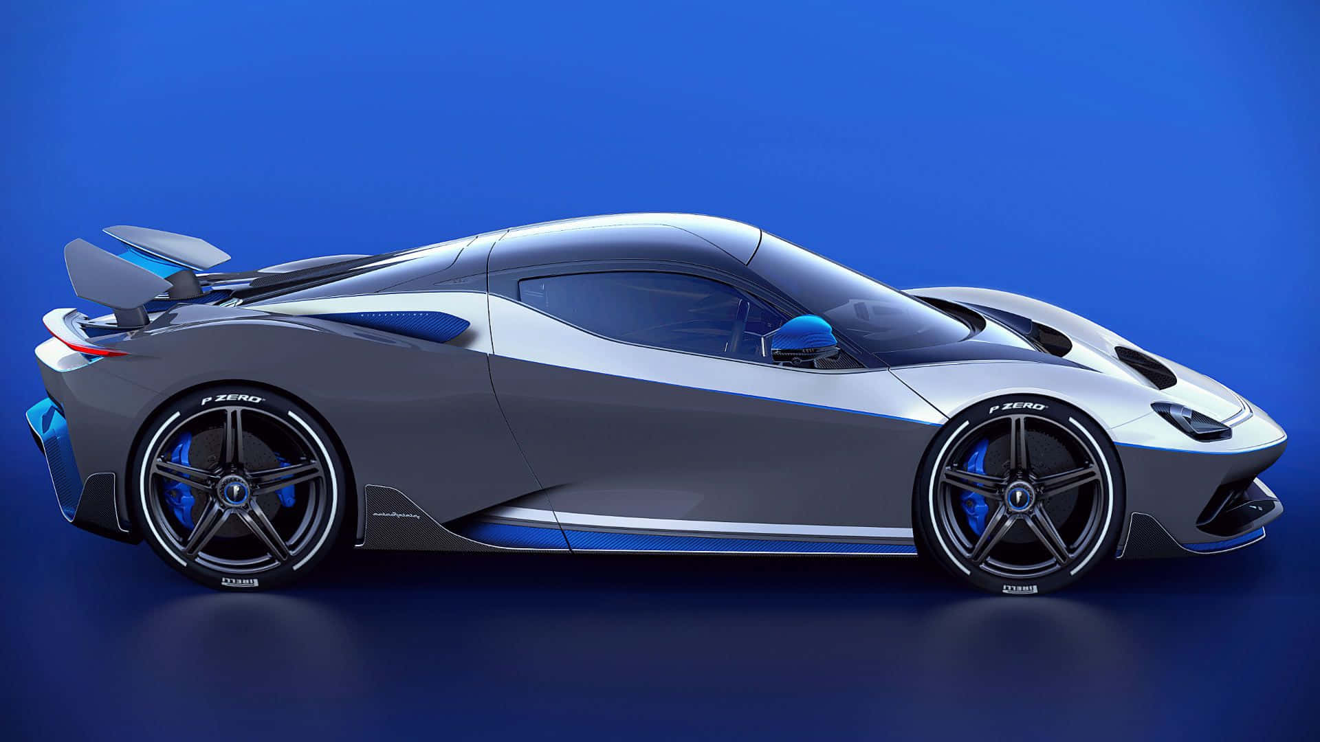 Pininfarina, sleek silver hypercar, blue accents, Full HD Desktop Wallpaper