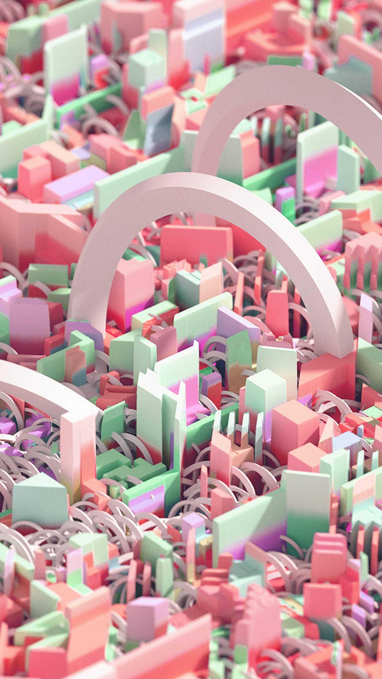 Pink 3d iPhone, pastel pink, mint green, Full HD Phone Wallpaper