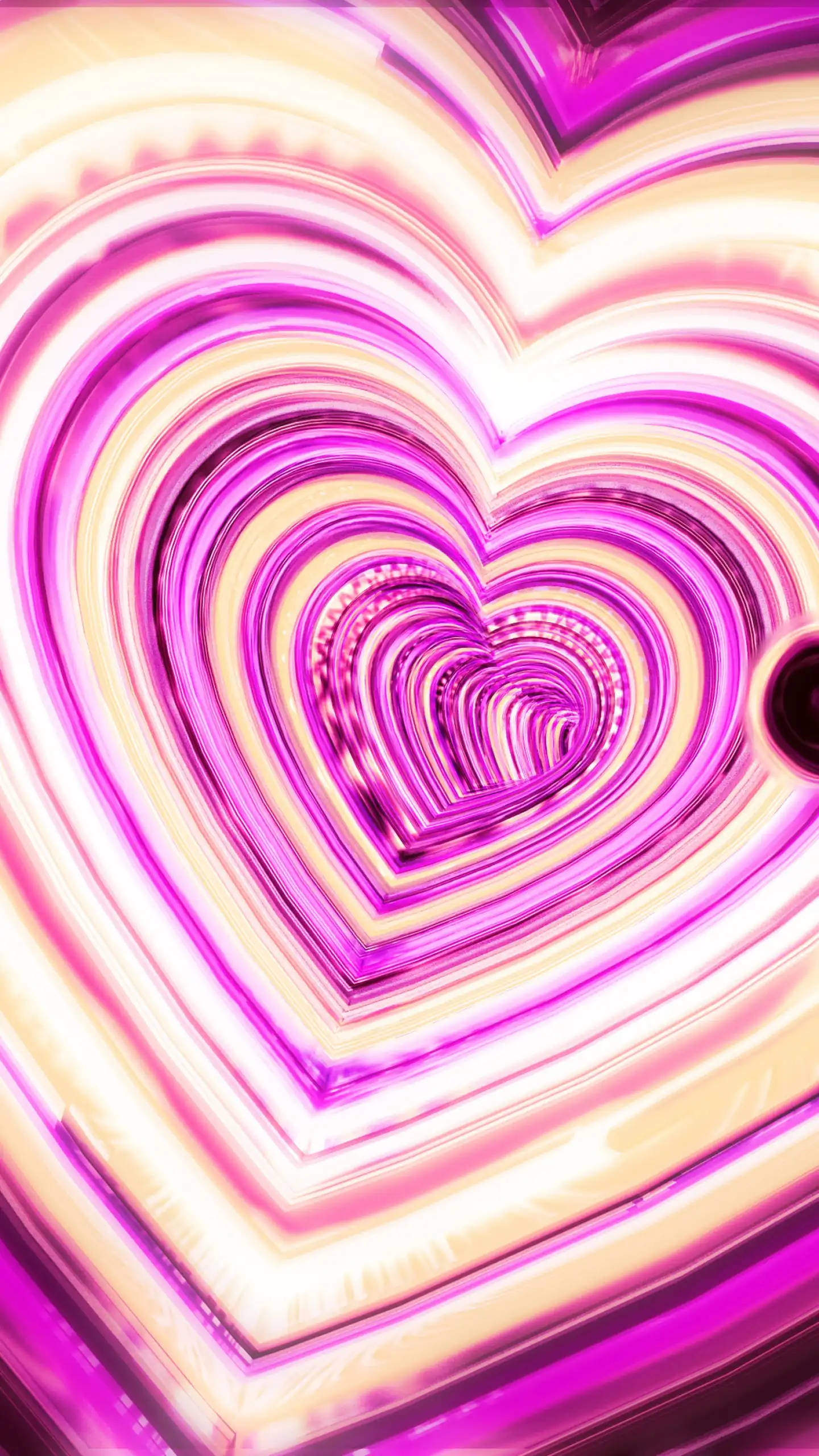 Pink 3d iPhone, concentric hearts, glowing pink, 2K Phone Wallpaper