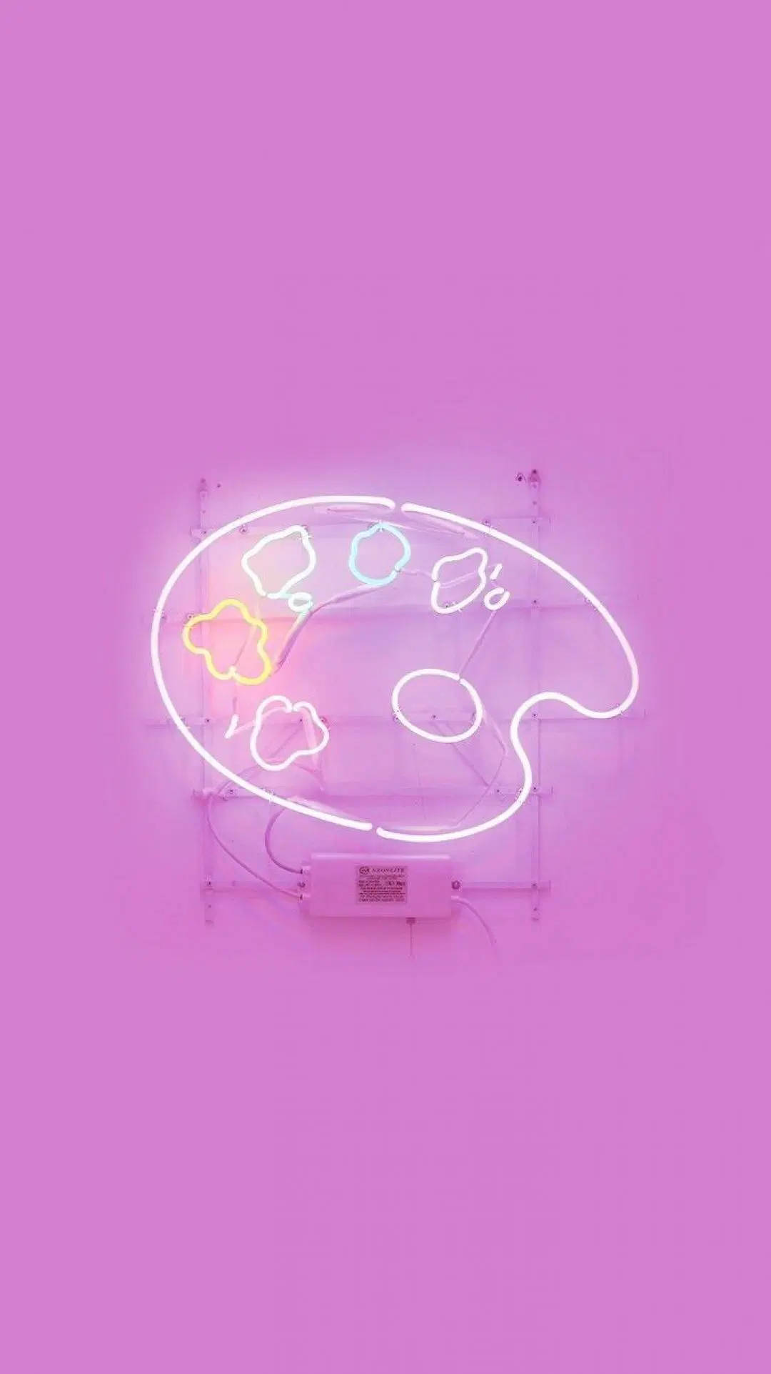 Pink 3D iPhone, neon art palette, colorful paint blobs, Full HD Phone Wallpaper