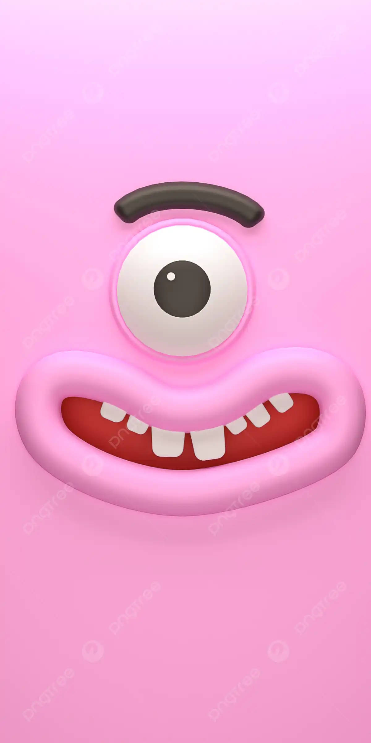 Vibrant Pink iPhone, 3D Abstract Artwork, cartoon monster, Full HD Phone Wallpaper