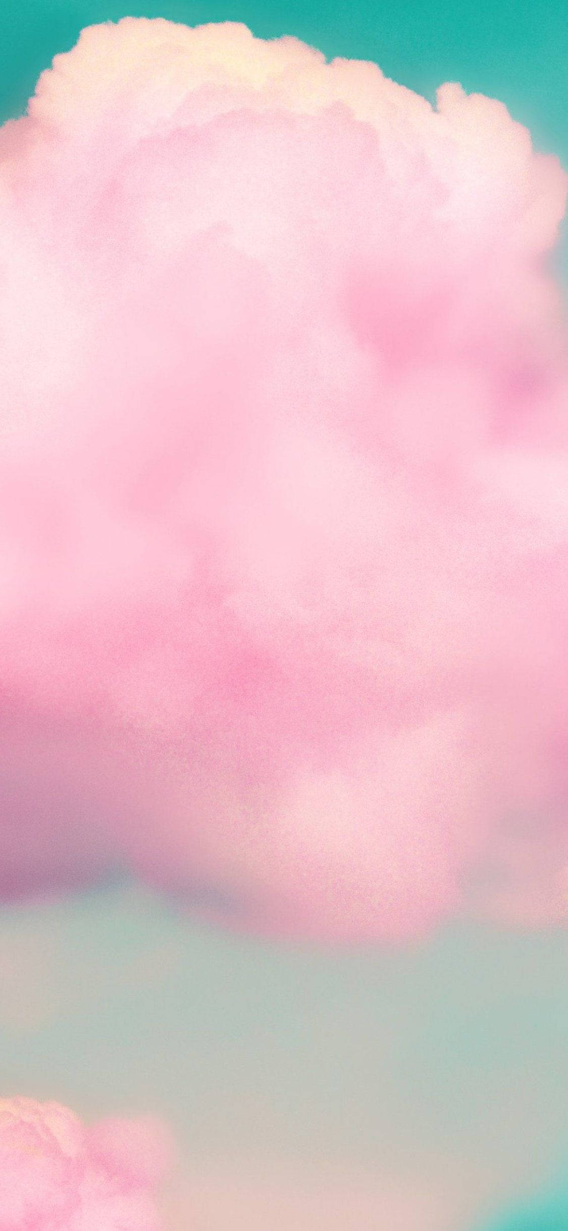 Cloudy Pink 3D iPhone, soft pink cloud, dreamy teal sky, Full HD Phone Wallpaper