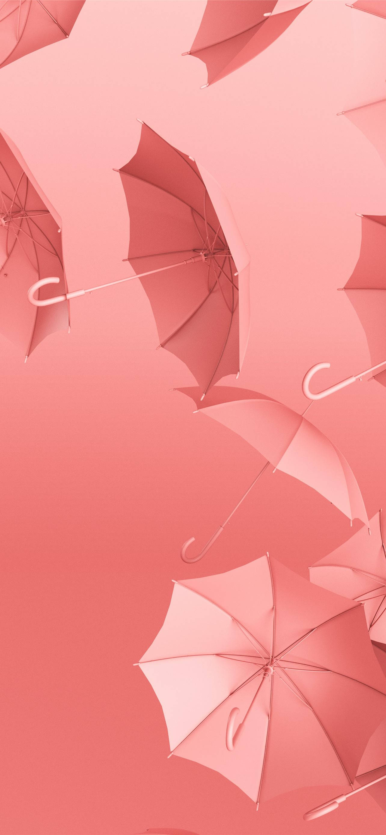 Pink 3d iPhone, umbrella, pink umbrellas, 2K Phone Wallpaper