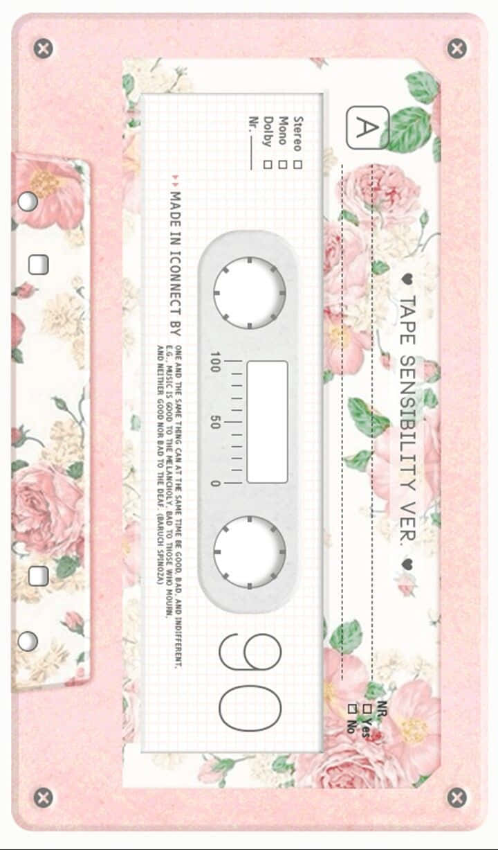 Pink 90s Aesthetic, pink cassette tape, soft floral patterns, SD Phone Wallpaper