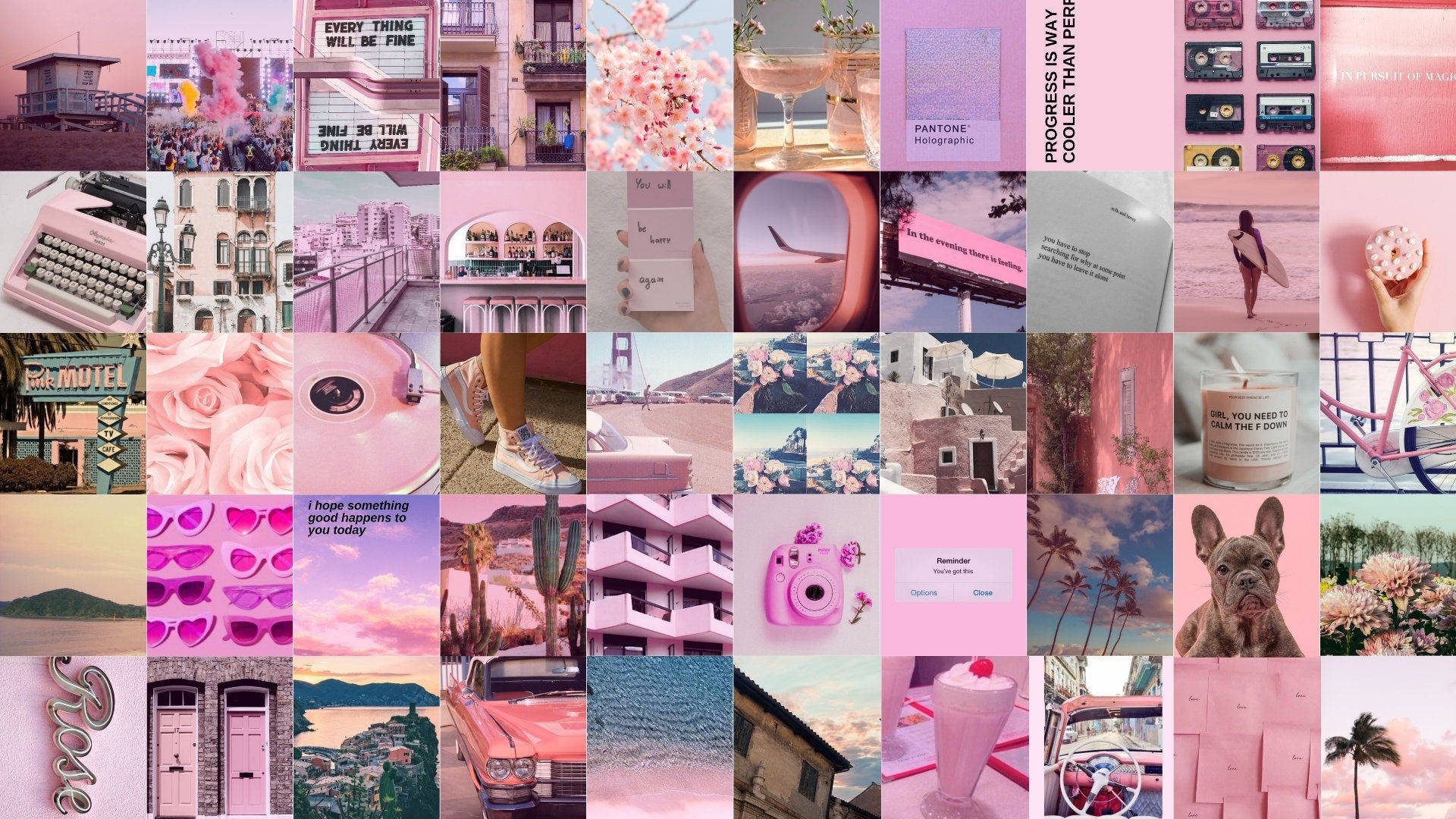Pink Aesthetic Tumblr, vintage cars, surfboards, Full HD Desktop Wallpaper