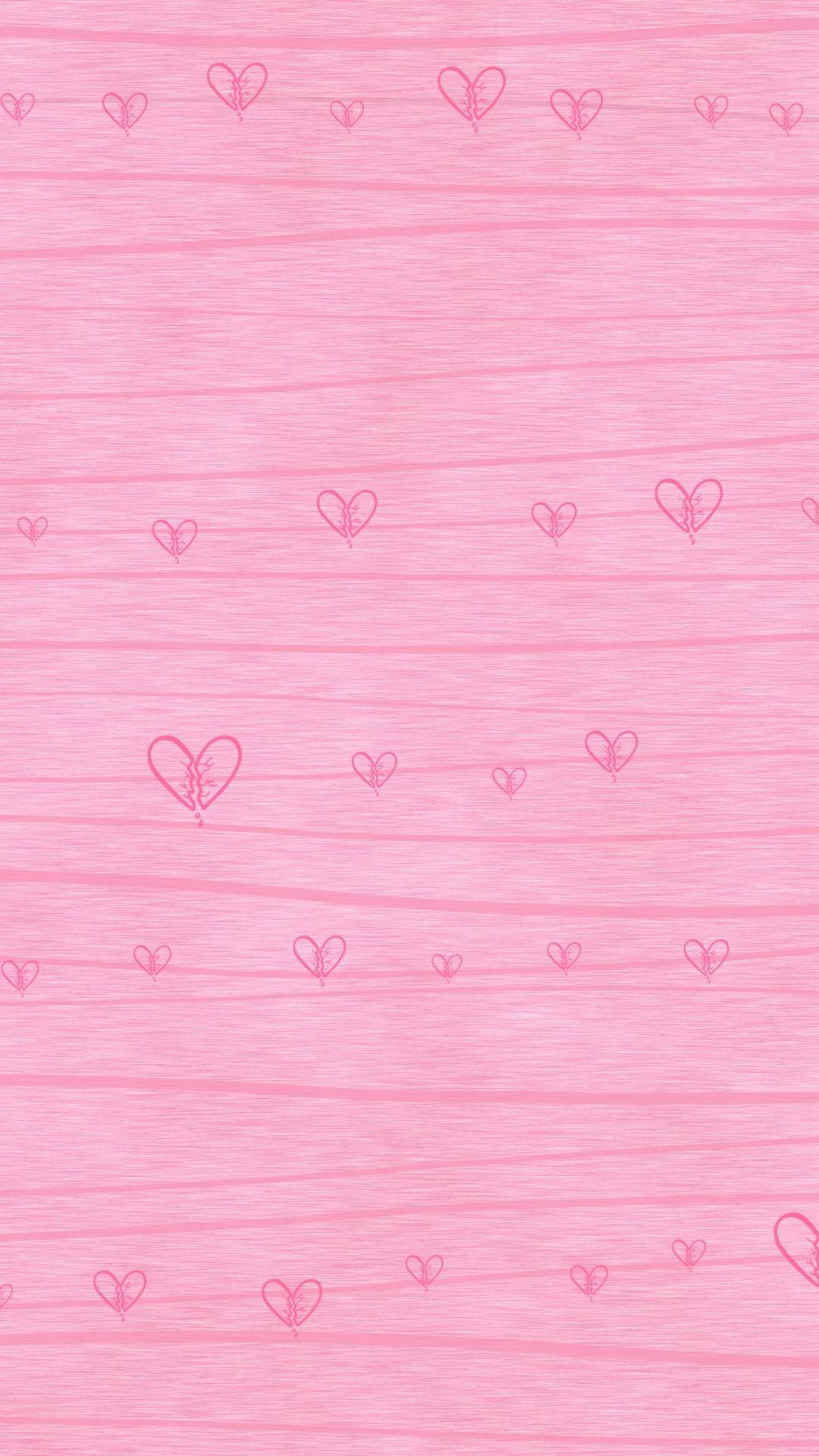 soft pink, textured wallpaper, scattered outlined hearts, Full HD Phone Wallpaper