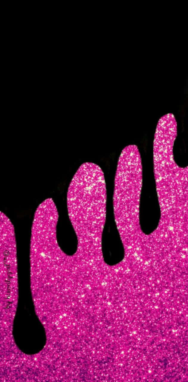 pink glitter, black background, drip, HD Phone Wallpaper