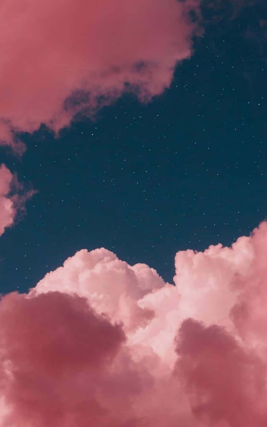 pink clouds, starry midnight sky, dreamy celestial scene, HD Phone Wallpaper