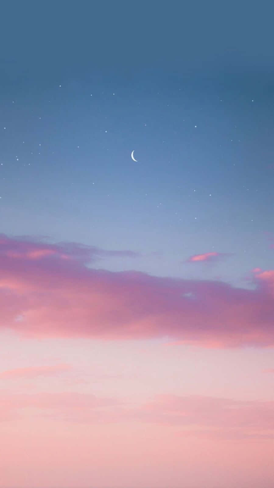 twilight sky, soft pink and blue hues, crescent moon, HD Phone Wallpaper