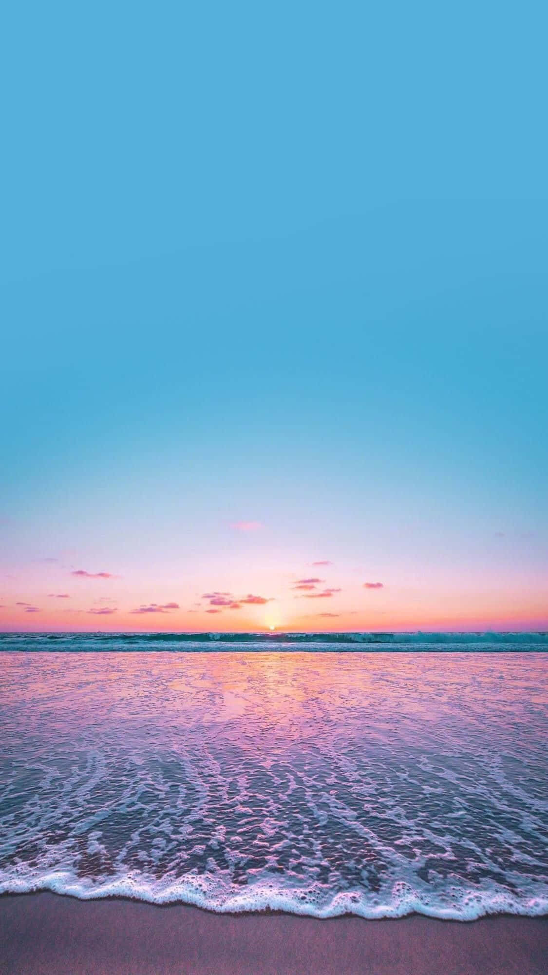 Sunset, ocean sky, pink and blue, Full HD Phone Wallpaper