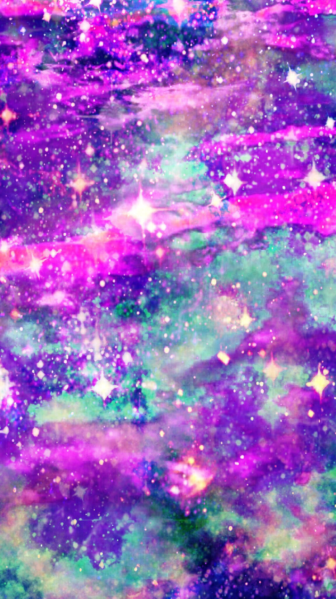Pink And Blue Sparkly Stars, vibrant cosmic nebula, purple and teal, Full HD Phone Wallpaper